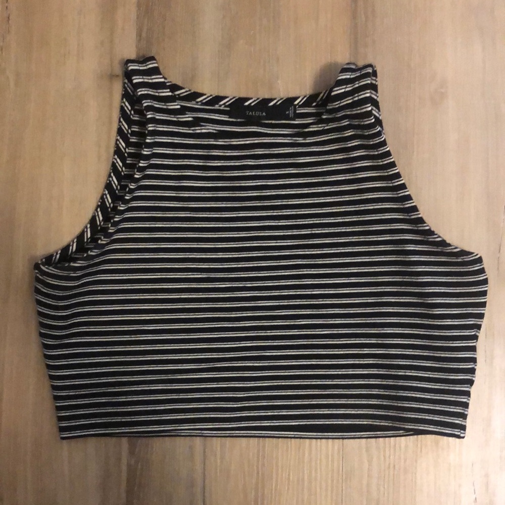 Talula Black and White Striped Crop Top